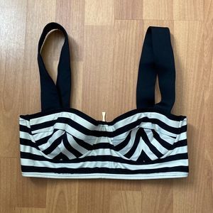 Kate Spade White & Black Underwire Bustier Bikini Top Women Medium
